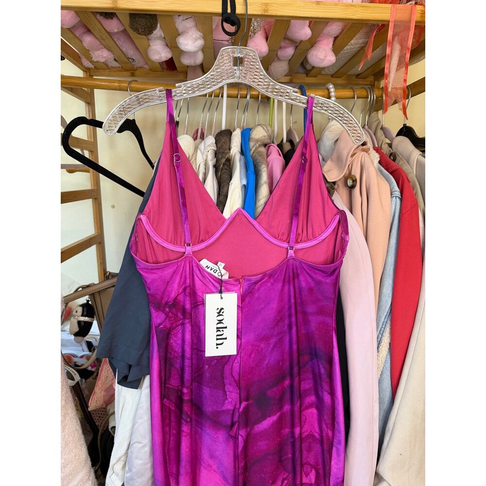 Sodah London Sweetie Maxi Dress Pink Side Slit Bodycon Sexy Size 12 Large - Picture 13 of 14